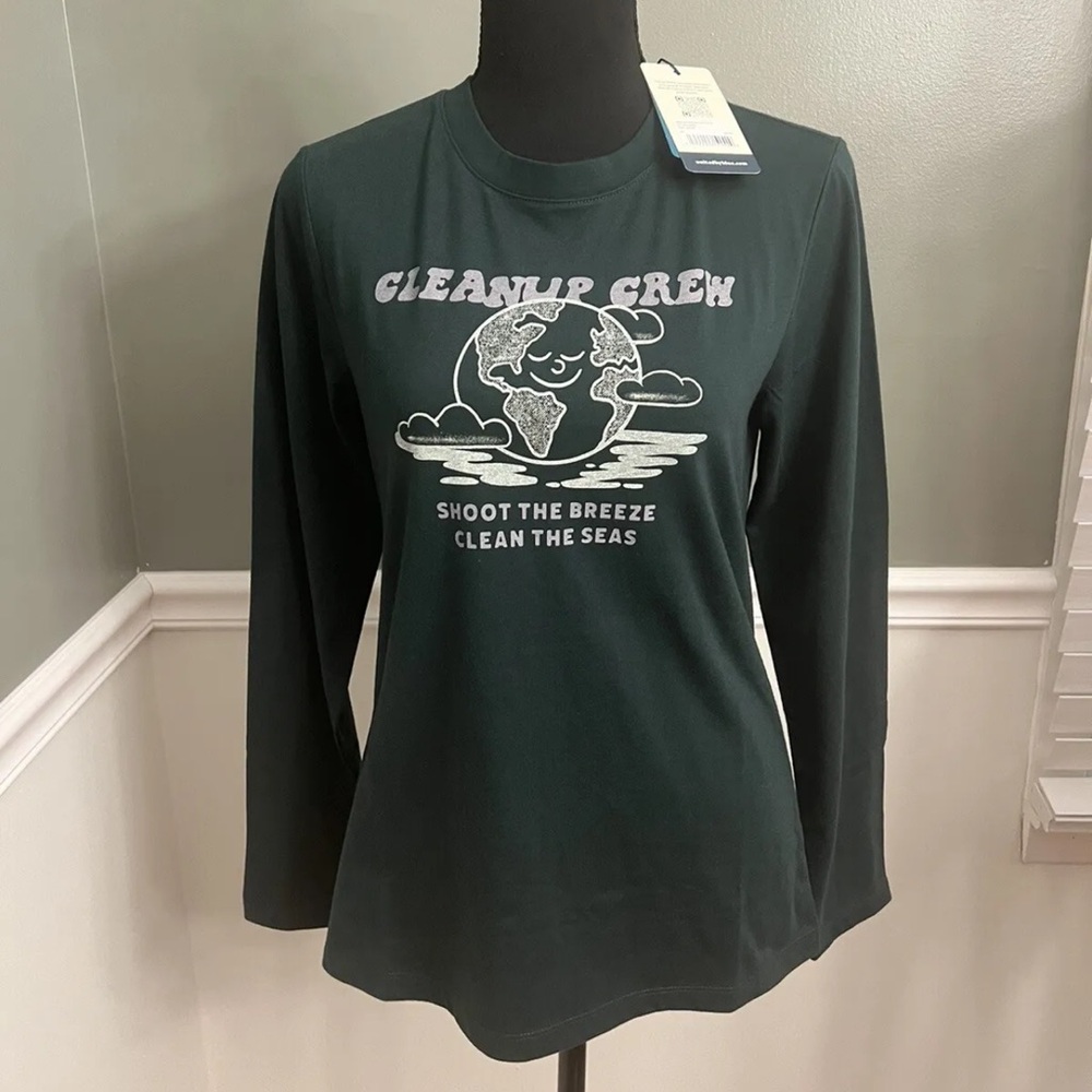 United By Blue Impact Collection Wave Logo Graphics Green Long Sleeve Sz XS